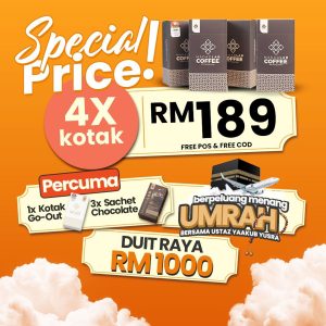 SPECIAL PRICE - 4 KOTAK KOPI + 1 KOTAK GOUT + 3 SACHET COKLAT