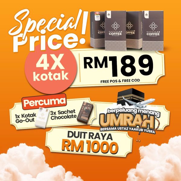 SPECIAL PRICE - 4 KOTAK KOPI + 1 KOTAK GOUT + 3 SACHET COKLAT